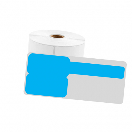 Etichete termice in rola AYMO - Etichete cabluri stegulet F 25 x 30 mm + 40mm plastic albastru Aymo ID1 pentru imprimanta AIMO Phomemo M110 M200 M220, 100 etichete