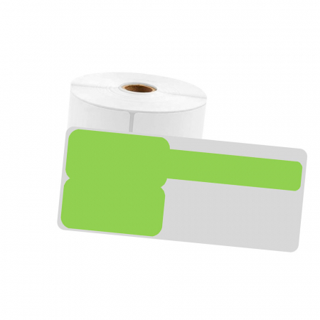 Etichete termice in rola AYMO - Etichete cabluri stegulet F 25 x 30 mm + 40mm plastic verde Aymo ID1 pentru imprimanta AIMO Phomemo M110 M200 M220, 100 etichete