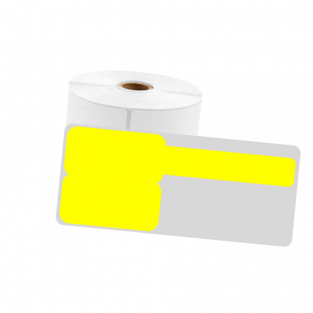 Etichete termice in rola AYMO - Etichete mari cabluri stegulet F 48 x 50 mm + 52mm plastic galben Aymo ID1 pentru imprimanta AIMO Phomemo M110 M200 M220, 80 etichete