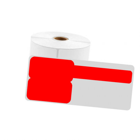 Etichete termice in rola AYMO - Etichete mari cabluri stegulet F 48 x 50 mm + 52mm plastic rosu Aymo ID1 pentru imprimanta AIMO Phomemo M110 M200 M220, 80 etichete