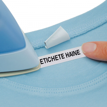 Etichete haine Iron-On 12 mm x 2 m negru alb Aymo ID1 compatibile Dymo S0718850 Letratag 18769 18773 18777 [1]