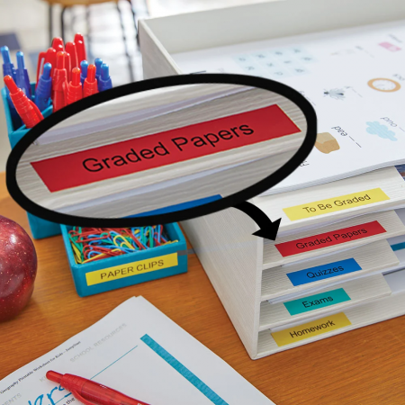 Red plastic labels 12 mm x 7 m Aymo ID1 compatible Dymo S0720570 45017 [4]