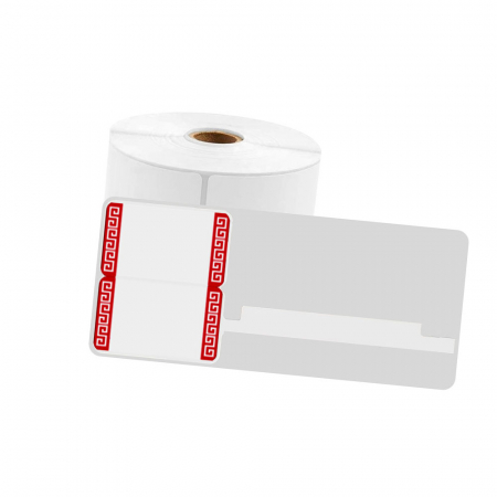 Etichete termice in rola AYMO - Etichete bijuterii 30 x 25 mm + 45 mm plastic model margini rosii Aymo ID1 pentru imprimanta AIMO Phomemo M110 M200 M220, 100 etichete