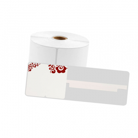 Etichete termice in rola AYMO - Etichete bijuterii 30 x 25 mm + 47 mm plastic model flori rosii  Aymo ID1 doarpentru imprimanta Aymo Phomemo M200 M220, 230 etichete