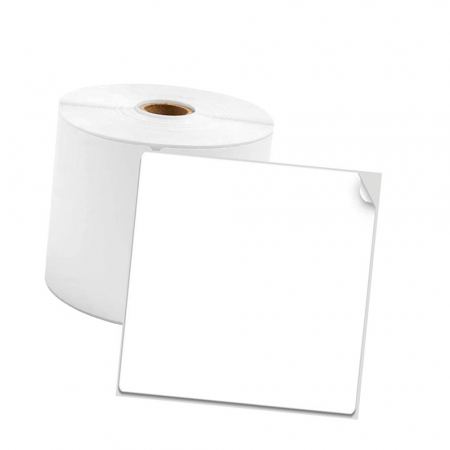 Etichete termice in rola AYMO - Etichete patrate 50 x 50 mm plastic alb Aymo ID1 pentru imprimanta AIMO Phomemo M110 M200 M220, 150 etichete