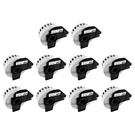 Etichete Compatibile Brother DK - Set 10 Etichete inguste modul continuu 29 mm x 30.48 m suport plastic inclus Aymo ID1 compatibile Brother DK-22210 DK22210