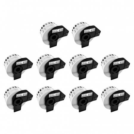 Etichete Compatibile Brother DK - Set 10 Etichete modul continuu 38 mm x 30.48 m suport plastic inclus compatibile Aymo ID1 Brother DK-22225 DK22225