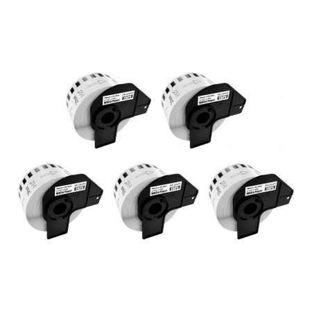 Etichete Compatibile Brother DK - Set 5 Etichete modul continuu 38 mm x 30.48 m suport plastic inclus compatibile Aymo ID1 Brother DK-22225 DK22225