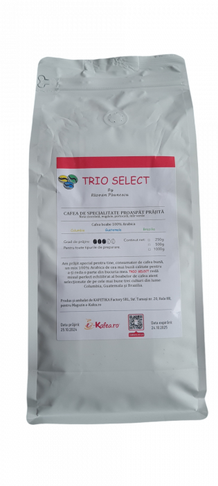 Cafea boabe Proaspat Prajita TRIO SELECT by Razvan Paunescu, blend 100% Arabica