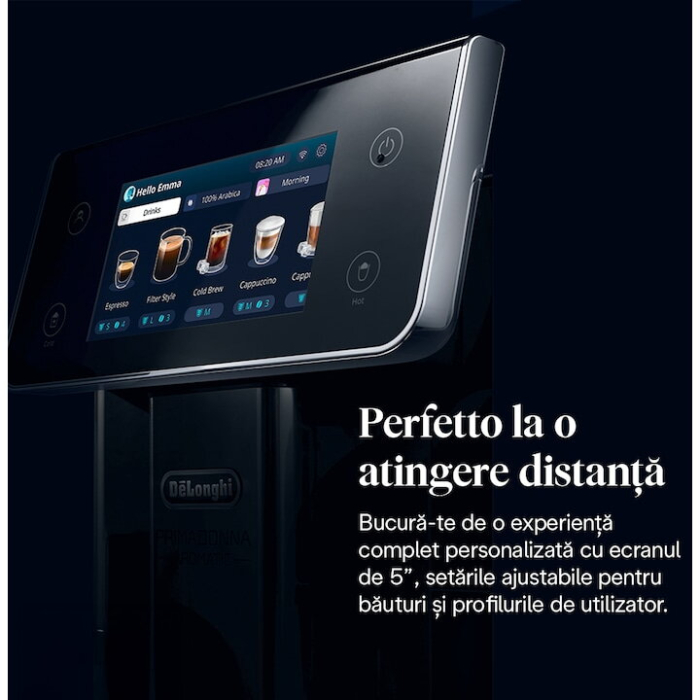 Espressor automat DELONGHI PrimaDonna Aromatic ECAM630.75.TSM, 2.2l, 1450W, 19 bar, 35 de bauturi calde si reci, argintiu [4]