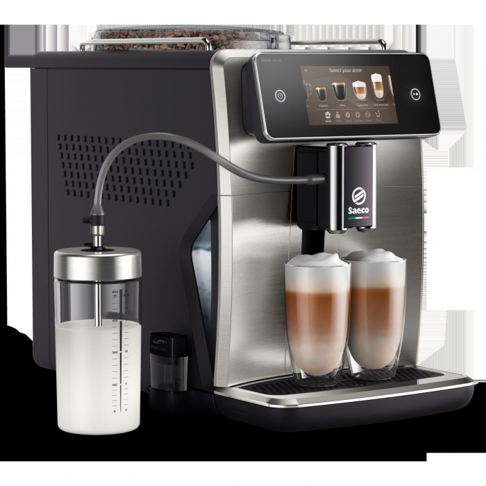 Espressor automat Philips Saeco SM8785/00, 22 tipuri de cafea, 8 profiluri, Ecran color 5.4", Conexiune WI-FI, Tehnologie CoffeMaestro, Argintiu/Negru [1]