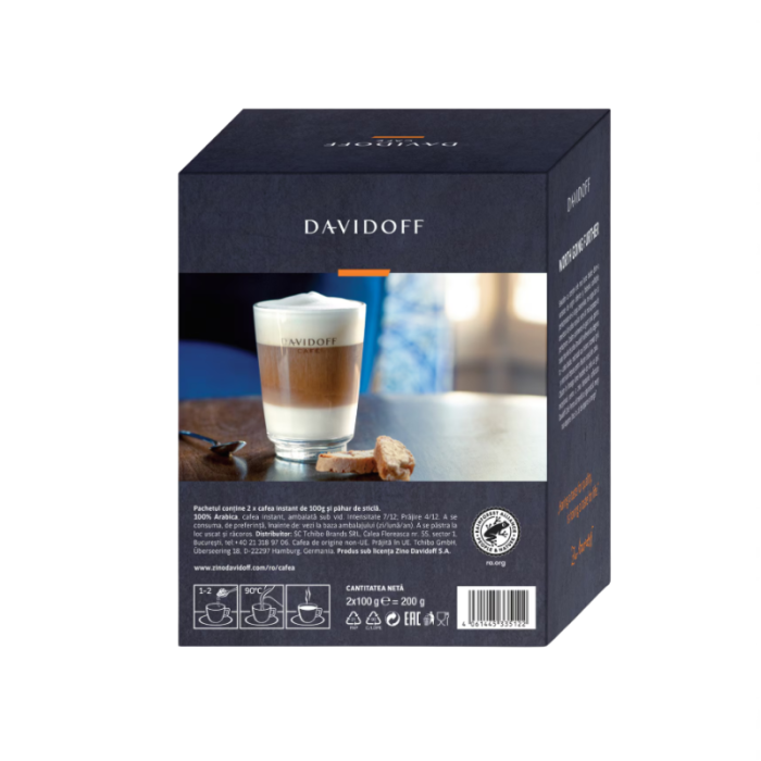 Pachet cafea instant Davidoff Cafe Fine Aroma 2x100g + pahar de sticla [3]