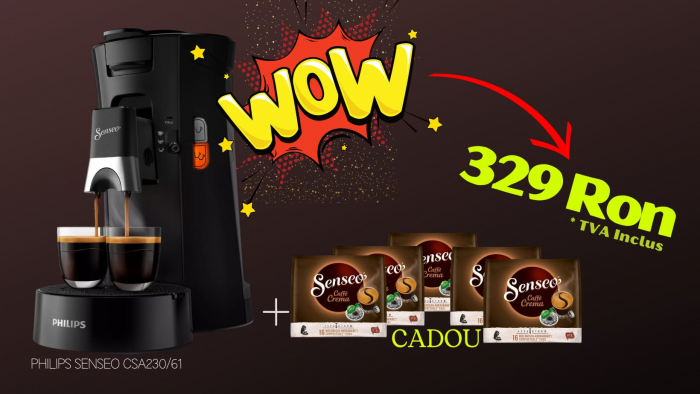 Promo Philips Senseo Select CSA230 61 negru + 5 Senseo Cafe crema