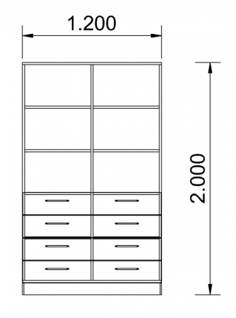 Dulap 4 sertare jos etajera sus 1200x600x2000- 2 BUCATI [2]