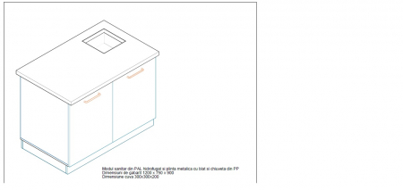 Module sanitare - Modul sanitar simplu - dimensiuni 1200/750/900 mm cu masca de chiuveta