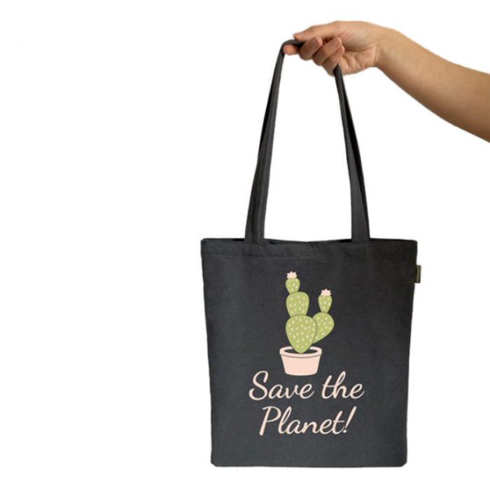 Sacosa din bumbac reciclat Save the Planet (denim) [1]