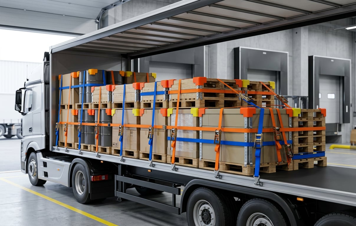 Echipament de protectie transport marfa: Cum alegi chingi de ancorare si accesoriile potrivite?