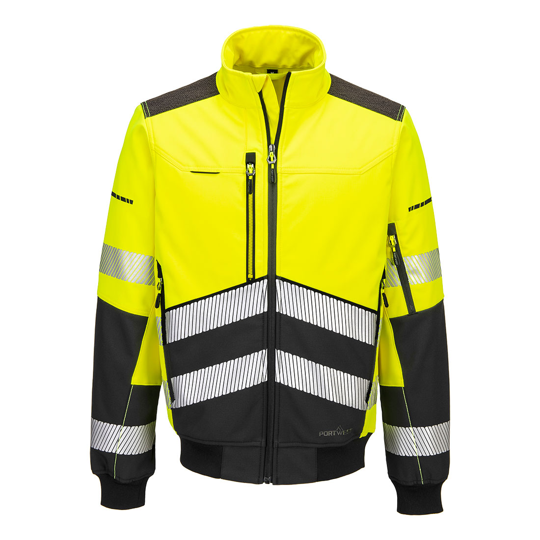 Jachete softshell reflectorizante - Jacheta softshell reflectorizanta Portwest EV4 Hi-Vis BOMBER, 92% poliester, 8% elastan, 310 gr/mp