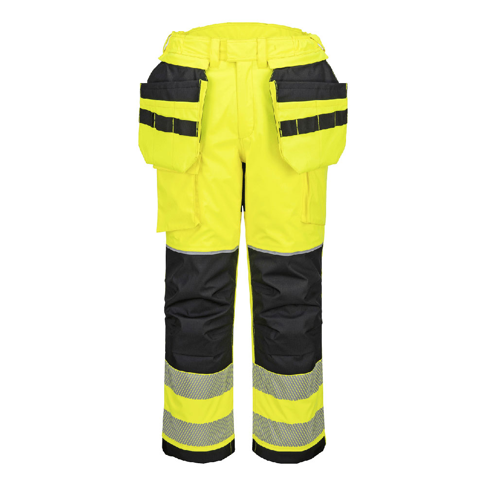 Pantaloni talie reflectorizanti - Pantaloni captusiti de iarna reflectorizanti impermeabili Portwest PW3 FR MODAFLAME Rain+ Hi-Vis, 60% poliester, 21% modacrilic, 18% bumbac, 1% fibra de carbon, 270 gr/mp