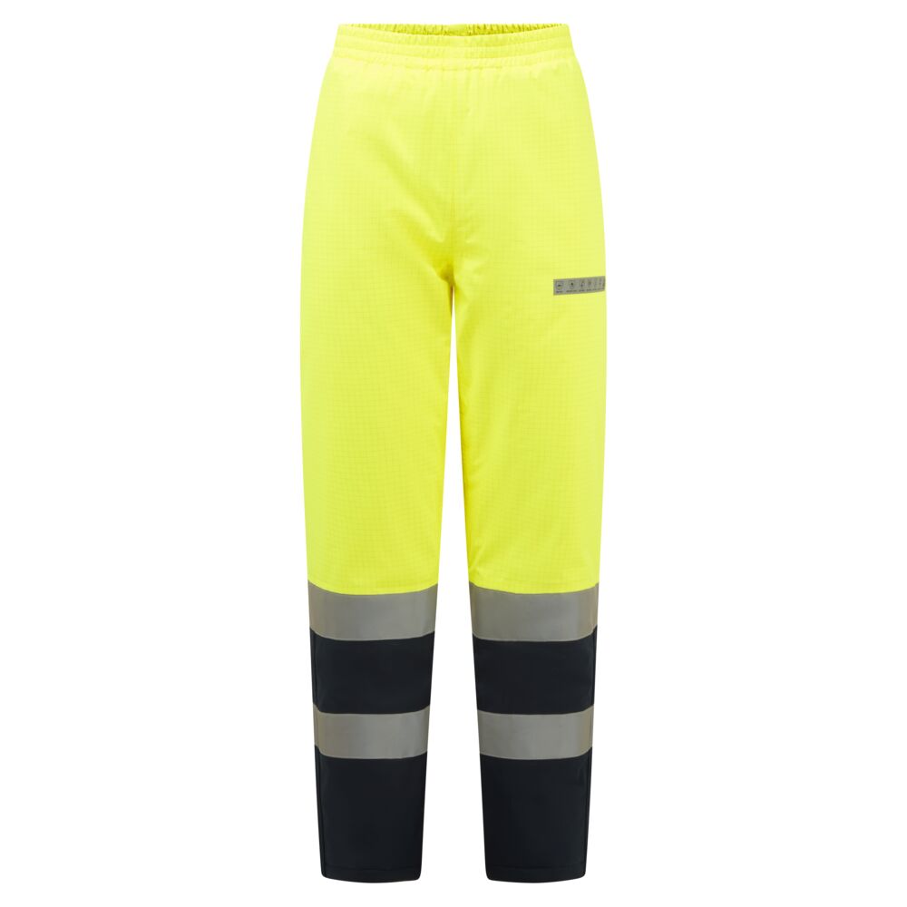 Pantaloni talie ignifugi - Pantaloni ignifugati reflectorizanti Portwest FR434 Rain+ Hi-Vis Multi-Norm, 60% poliester, 21% modacrilic, 18% bumbac, 1% fibra carbon, 270 gr/mp