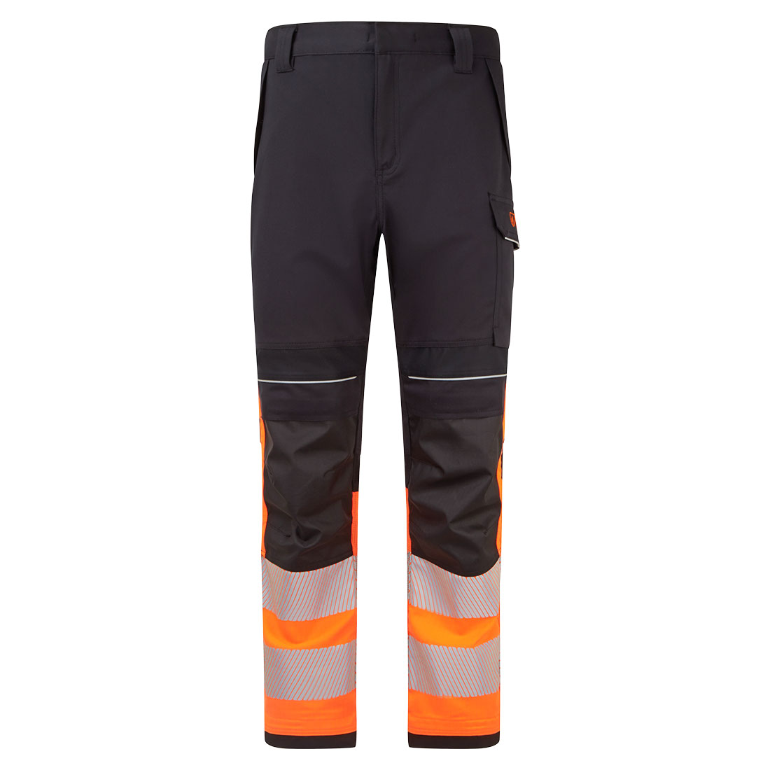 Pantaloni talie ignifugi - Pantaloni ignifugati cu benzi reflectorizante Portwest FR451 MODAFLAME Hi-Vis Clasa I, 60% modacrilic, 39% bumbac, 1% fibre carbon, 280 gr/mp 
