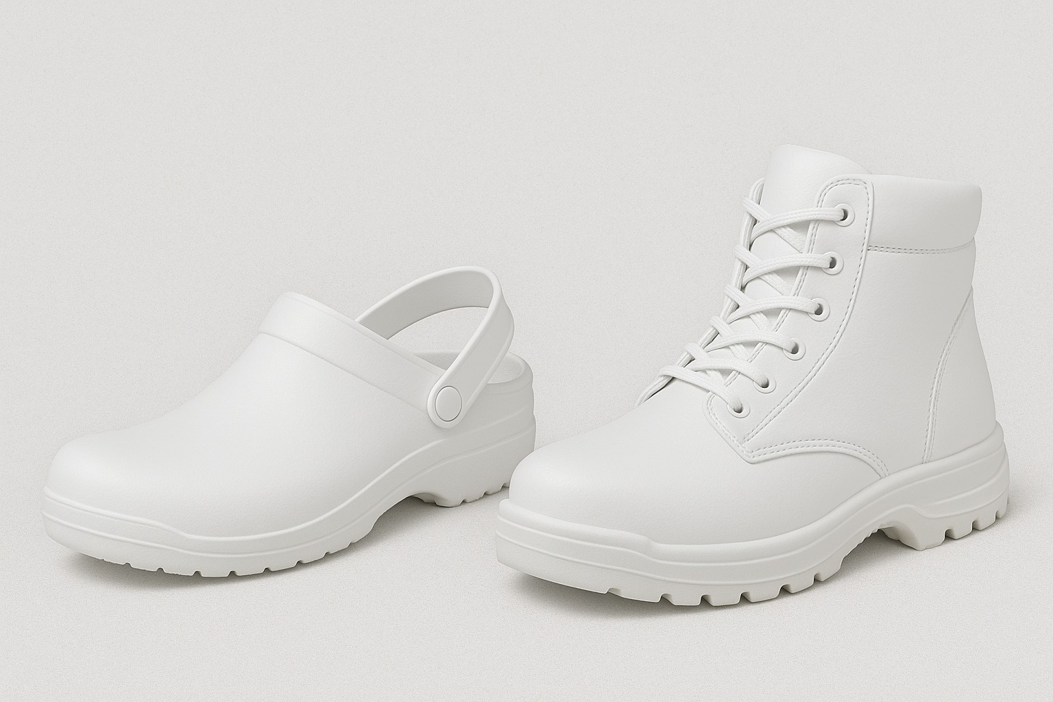 Incaltaminte alba pentru industria alimentara: Cum alegi sabotii si bocancii albi de protectie 