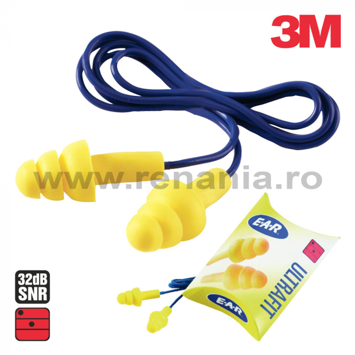 Antifoane interne de protectie reutilizabile 3M ULTRAFIT, tip bradut, cu snur [2]