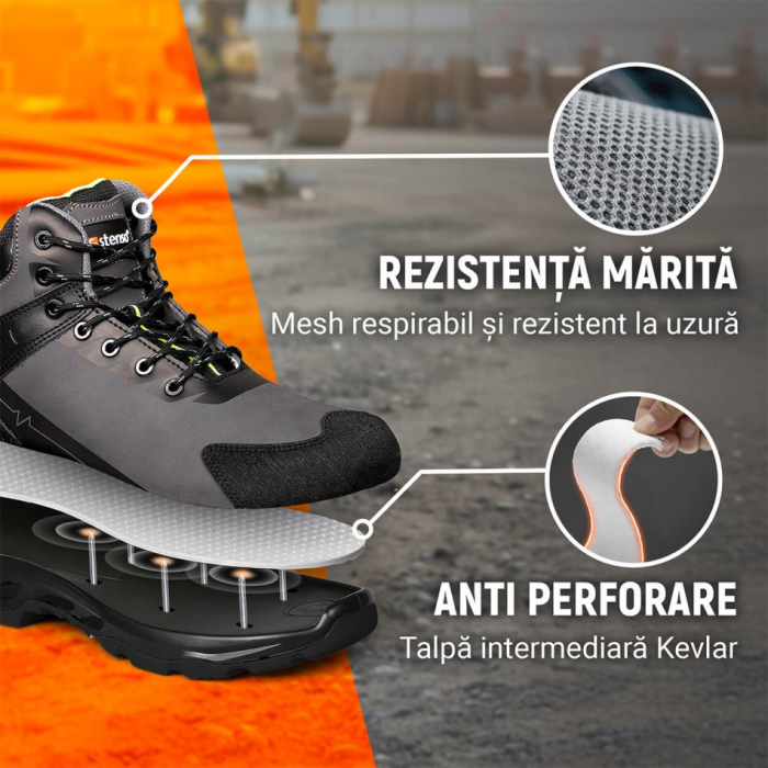Bocanci de protectie Stenso RULER S3S SR, cu bombeu fibra de sticla si lamela [3]