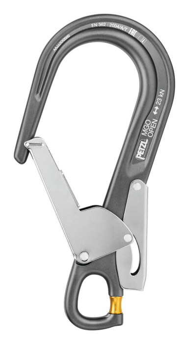 Carabiniera Petzl MGO OPEN 60 MGOO 60, aluminiu/otel, deschidere 60 mm compatibila cu lonja JANE [1]
