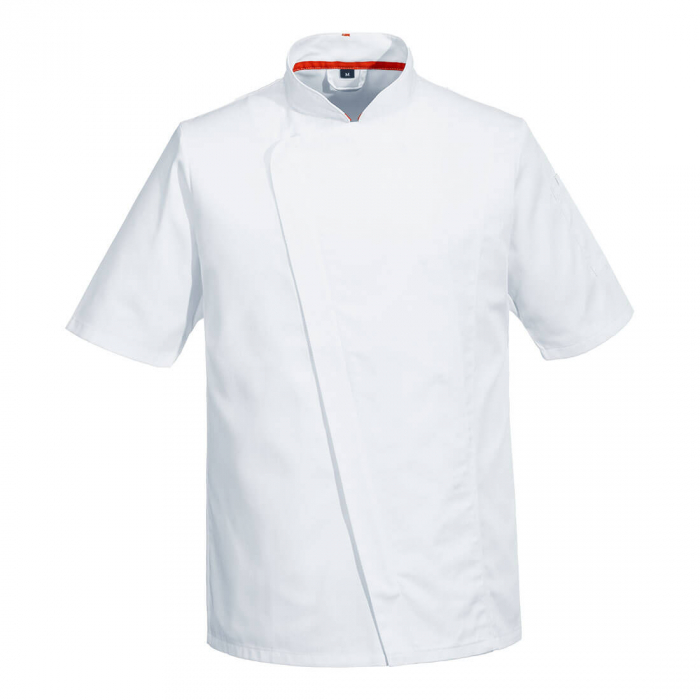 Jacheta cu maneca scurta bucatar Portwest C739 CHEF'S MESH AIR PRO, 65% poliester, 35% bumbac, 190 gr/mp [1]