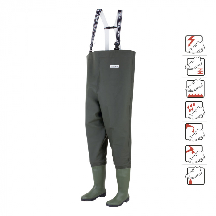 Cizme pantalon de protectie pescar Ocean DANUBIO S5, cu bombeu metalic [2]