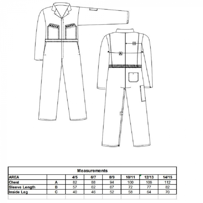 Combinezon de protectie pentru copii Portwest YOUTHS C890, 65% poliester, 35% bumbac, 245 gr/mp [2]
