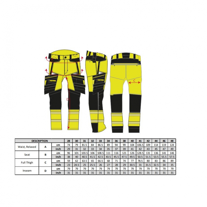 Pantaloni reflectorizanti Portwest DX442 DX4, cu buzunare detasabile, 92% poliester 8% elastan, 270g [2]