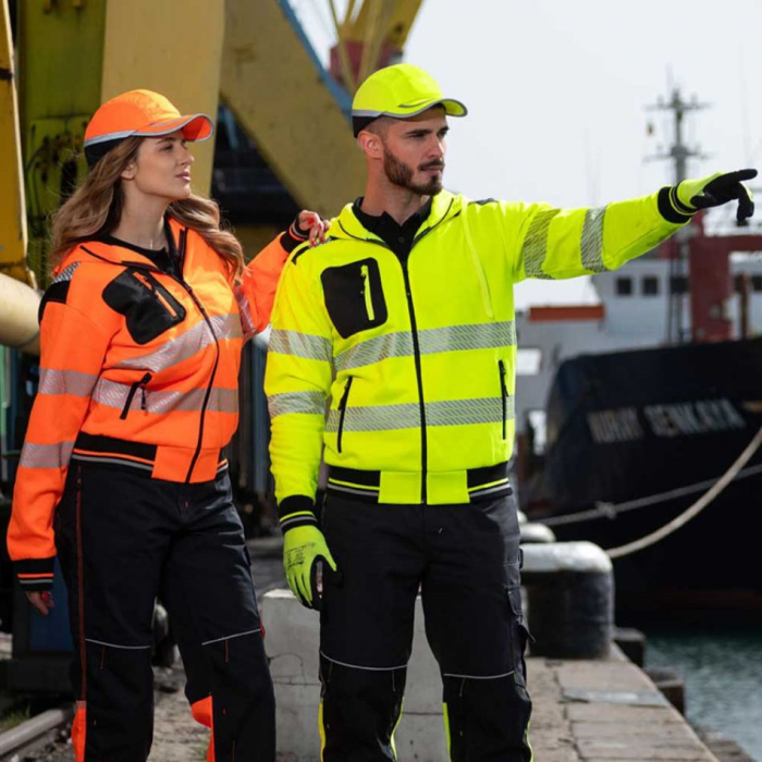 Jacheta fleece reflectorizanta cu gluga Stenso PRISMA HV 2.0, 75% poliester, 25% bumbac, 280  gr/mp [2]