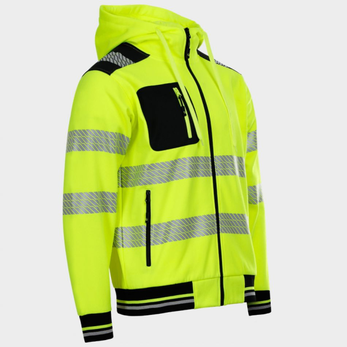 Jacheta fleece reflectorizanta cu gluga Stenso PRISMA HV 2.0, 75% poliester, 25% bumbac, 280  gr/mp [3]