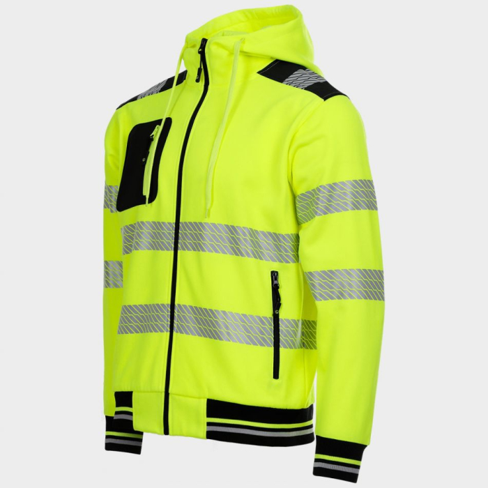 Jacheta fleece reflectorizanta cu gluga Stenso PRISMA HV 2.0, 75% poliester, 25% bumbac, 280  gr/mp [4]
