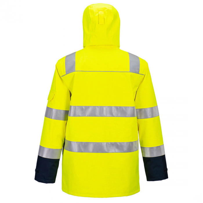 Jacheta reflectorizanta vatuita de iarna ignifuga, impermeabila Portwest FR605 BIZFLAME, 60% poliester, 21% modacrilic, 18% bumbac, 1% fibra de carbon, 250 gr/mp [2]