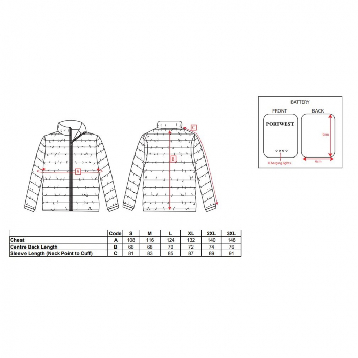Scurta de iarna vatuita Portwest ULTRASONIC HEATED TUNNEL S547, 100% poliester, 260g [2]