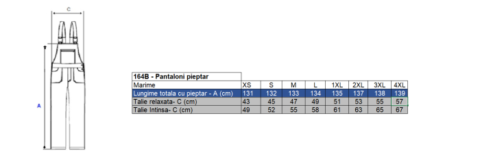 LS Pantalon salopeta cu pieptar Renania LOVE VANTAGGIO, 100% bumbac, 250gr/mp [2]