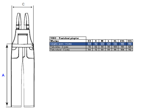 LS Pantaloni salopeta cu pieptar dama Renania VULCANO, tercot 65/35, 235gr/mp [2]