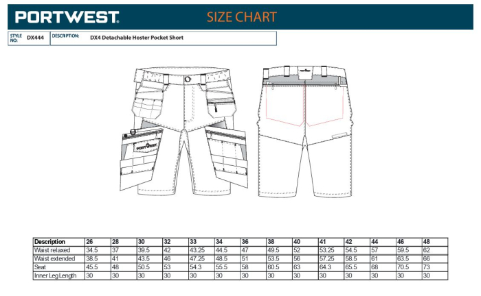 LS Pantaloni scurti de lucru Portwest HOLSTER DX444 DX4, 93% poliester, 7% elastan, 270g [3]