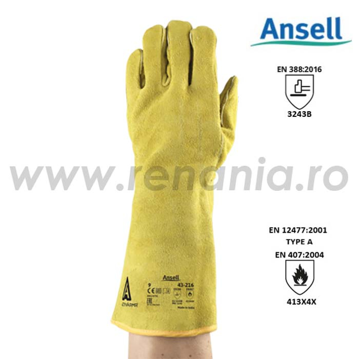 Manusi de protectie sudura Ansell ACTVARMR 43-216, piele spalt bovina, ata kevlar [8]