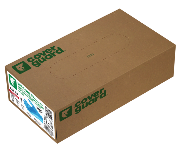 Manusi din nitril nepudrate Coverguard EURO-ONE BLUE NITRILE 35 1NITL35, unica folosinta, 240mm, 100buc/cutie [2]