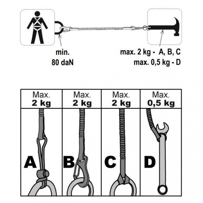 Mijloc de legatura elastic Vertiqual TOOL SAFETY LANYARD,  pentru asigurarea sculelor [2]