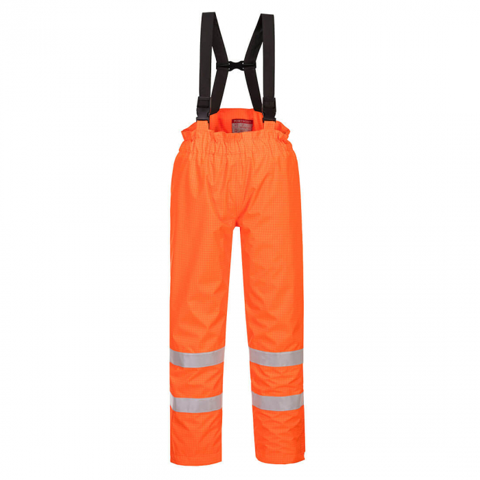 Pantaloni salopeta cu pieptar vatuiti reflectorizanti Portwest BIZFLAME RAIN HIVIS S781, ignifugi, antistatici,  98% poliester, 2% fibra de carbon, 250g [3]