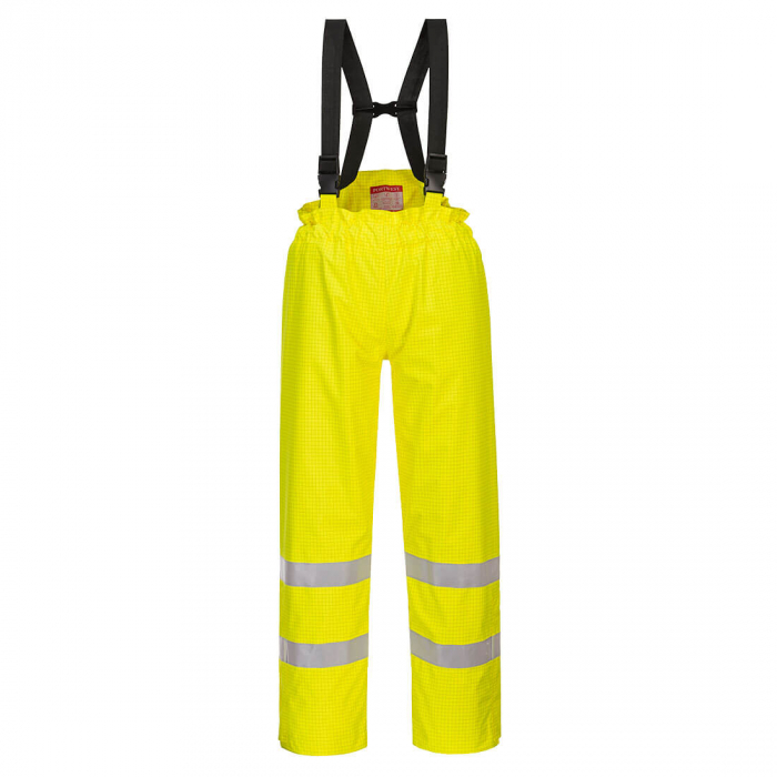 Pantaloni salopeta cu pieptar vatuiti reflectorizanti Portwest BIZFLAME RAIN HIVIS S781, ignifugi, antistatici,  98% poliester, 2% fibra de carbon, 250g [3]