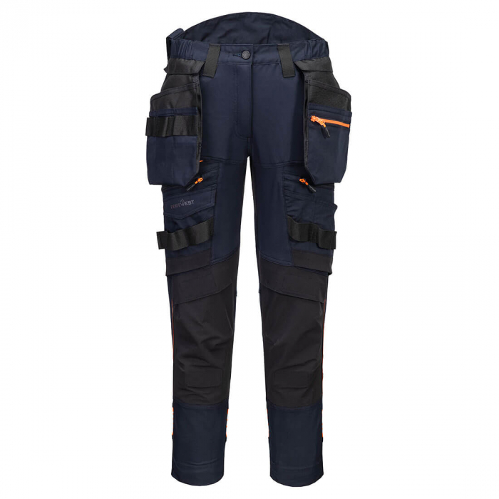 Pantaloni cu buzunare detasabile cu benzi reflectorizante dama Portwest DX452, 93% poliester, 7% elastan, 270 gr/mp [1]