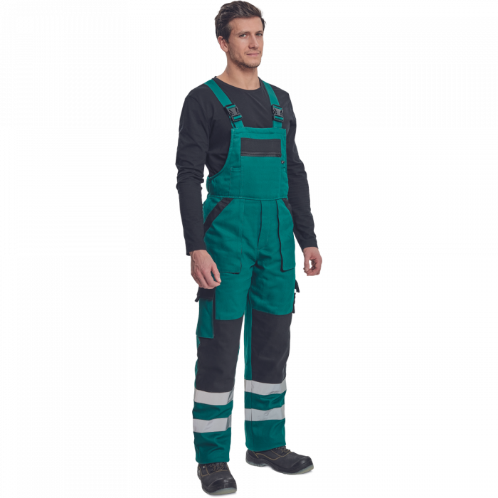 Pantaloni cu pieptar cu benzi reflectorizante Cerva MAX WINTER REFLEX 100 % bumbac [3]