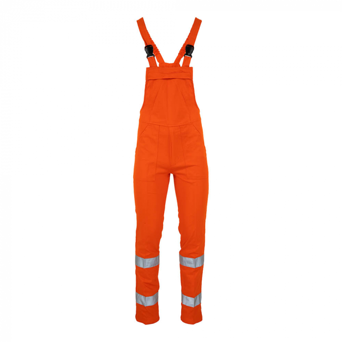 Pantaloni cu pieptar cu benzi reflectorizante Renania Warning RADAR, 100% bumbac, 260gr/mp [6]