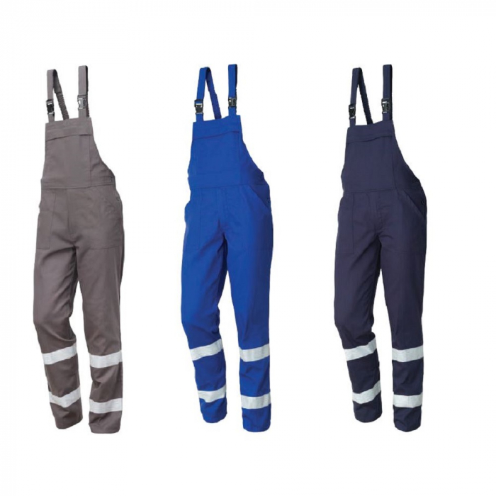 Pantaloni cu pieptar cu benzi reflectorizante Renania Warning RADAR, 100% bumbac, 260gr/mp [3]